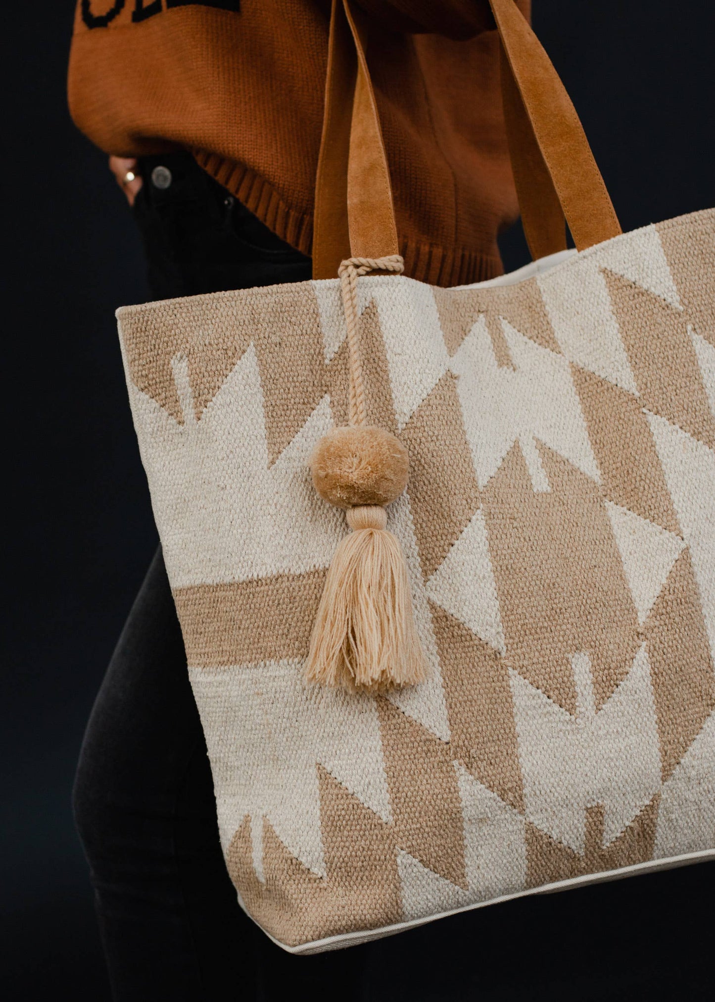 Tan & Cream Aztec Tote