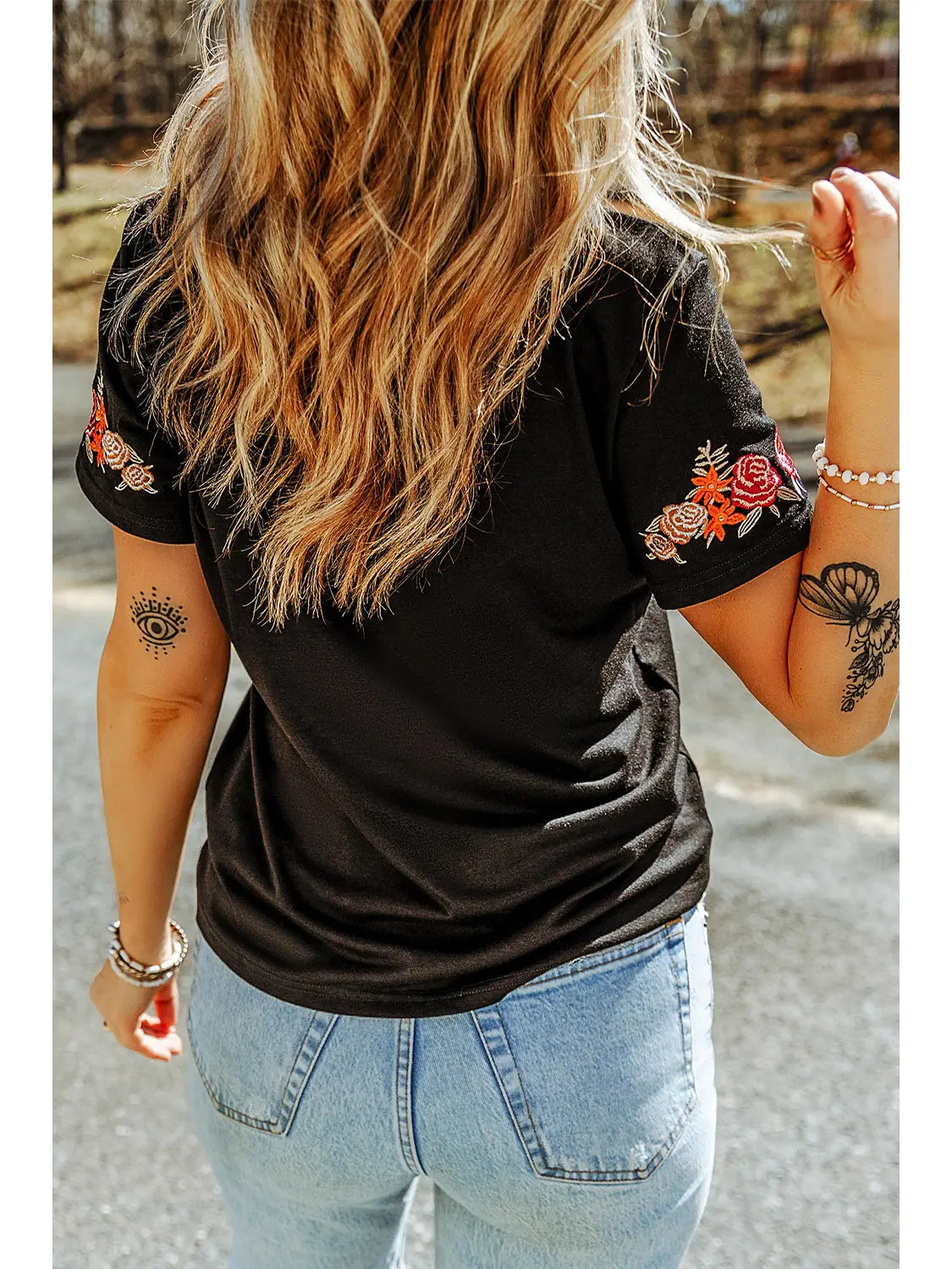 Black Embroidered T-Shirt