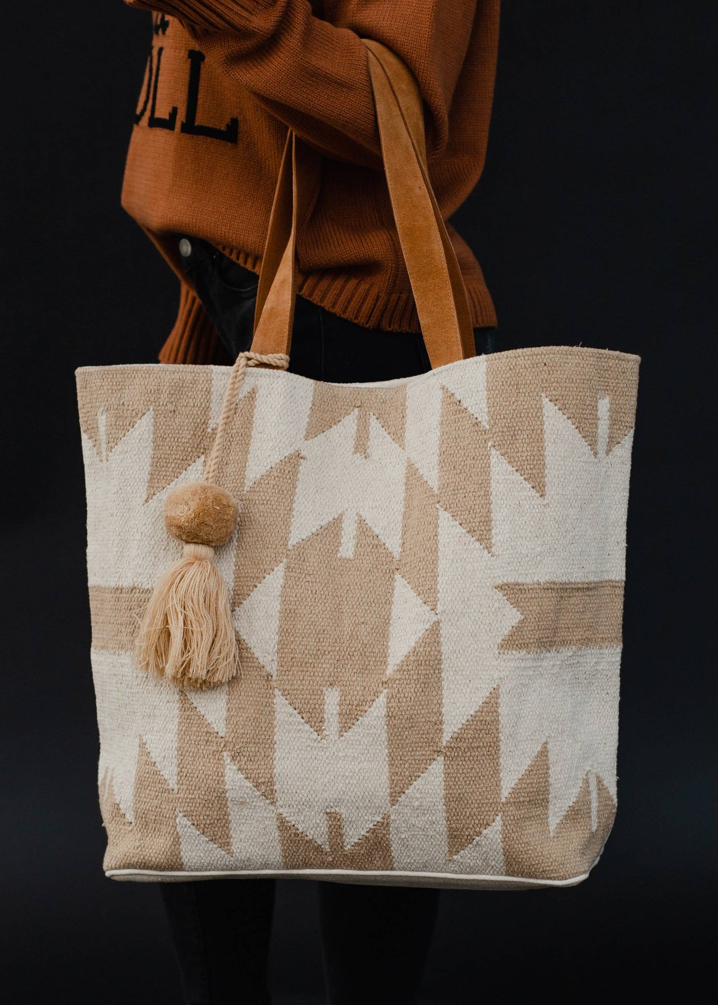 Tan & Cream Aztec Tote