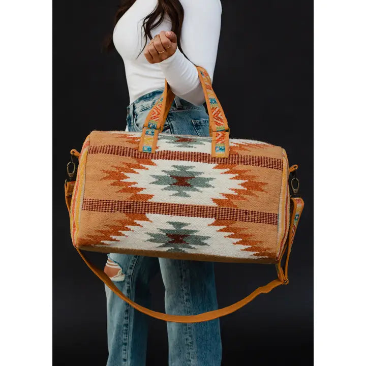 Brown, Rust & Teal Aztec Duffel