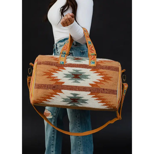 Brown, Rust & Teal Aztec Duffel