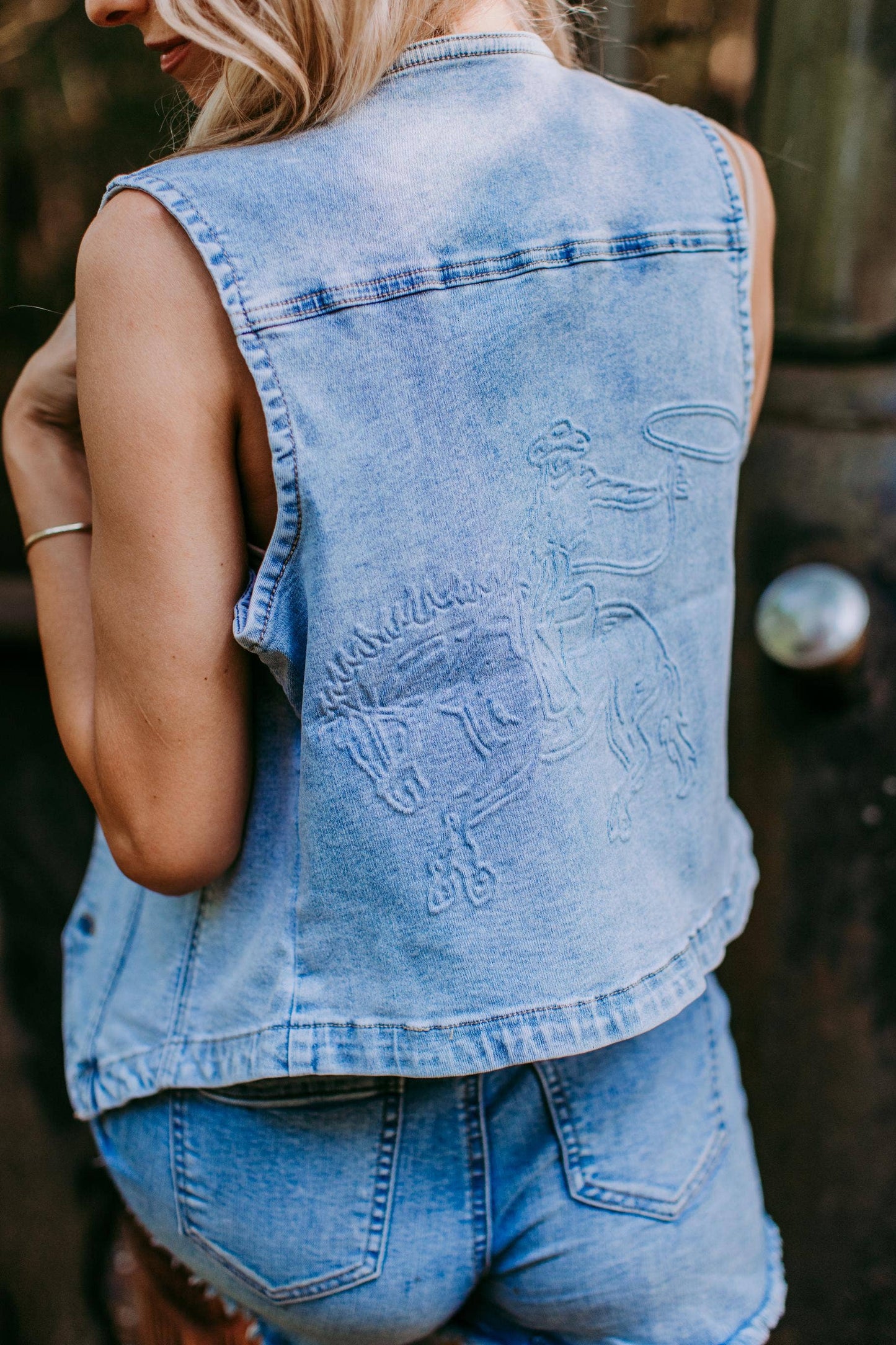 Sterling Denim Vest: Denim / 1XL