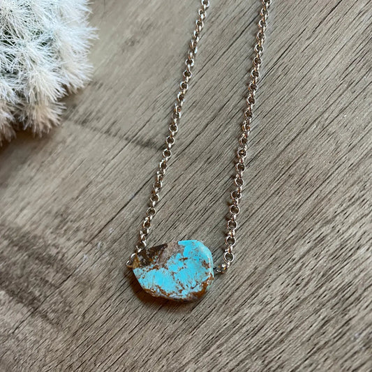 Real Slab Turquoise Choker on Chain