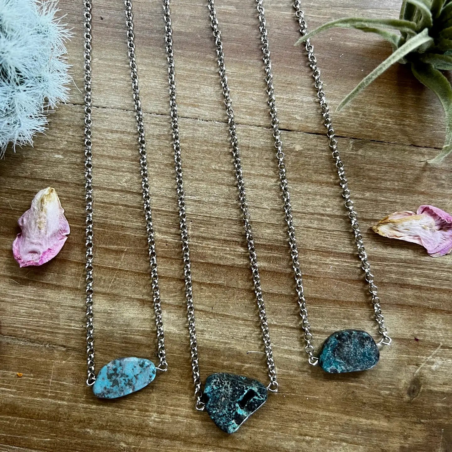 Real Slab Turquoise Choker on Chain