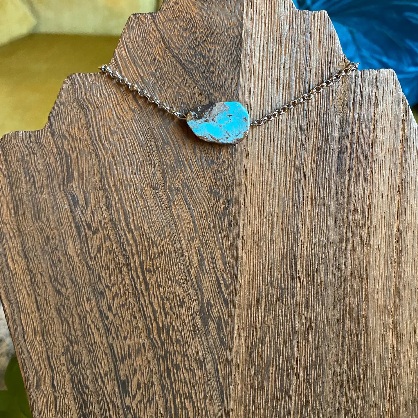 Real Slab Turquoise Choker on Chain