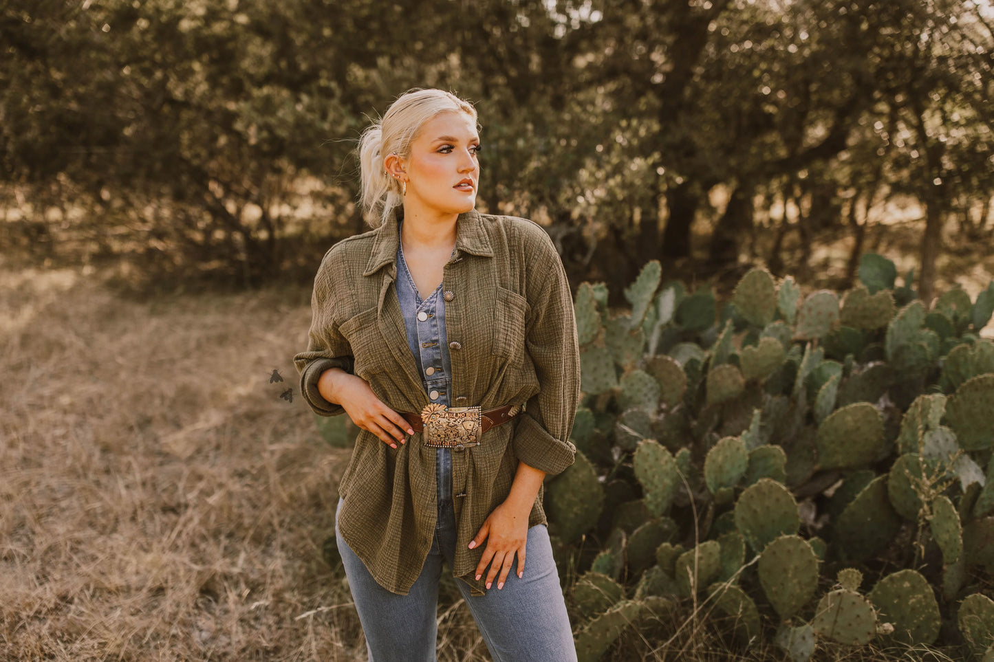 Acres Button Up Agave Top