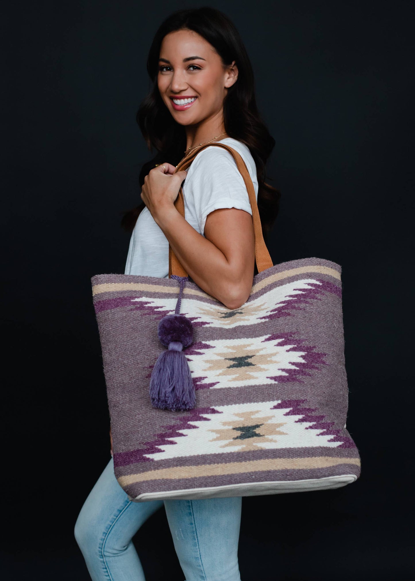 Lavender & Cream Aztec Tote