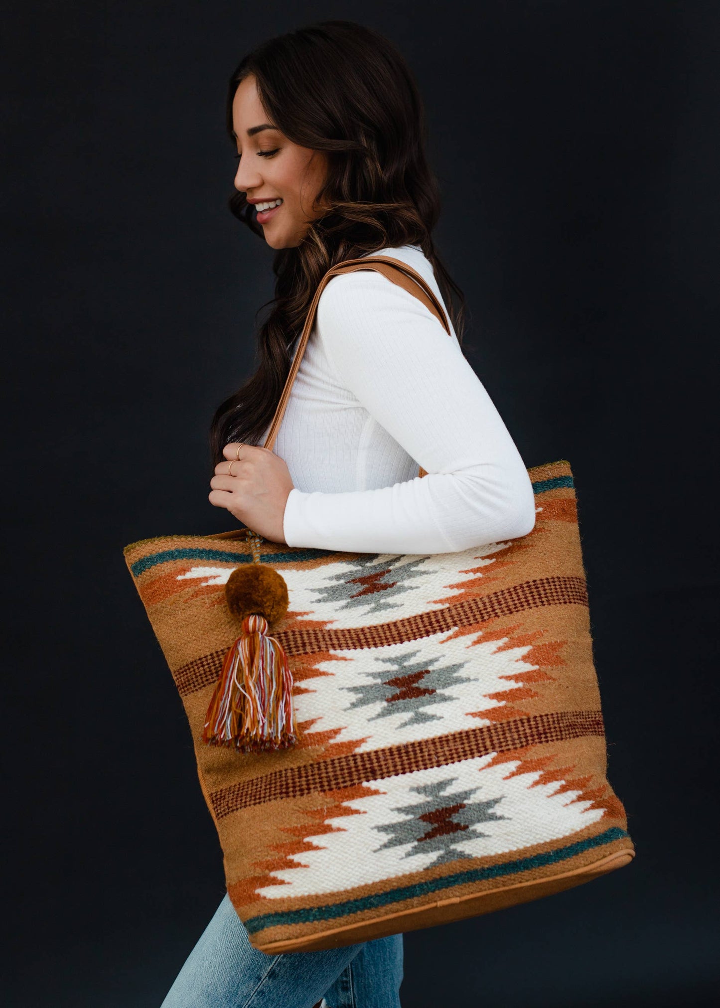 Brown, Rust & Teal Aztec Tote