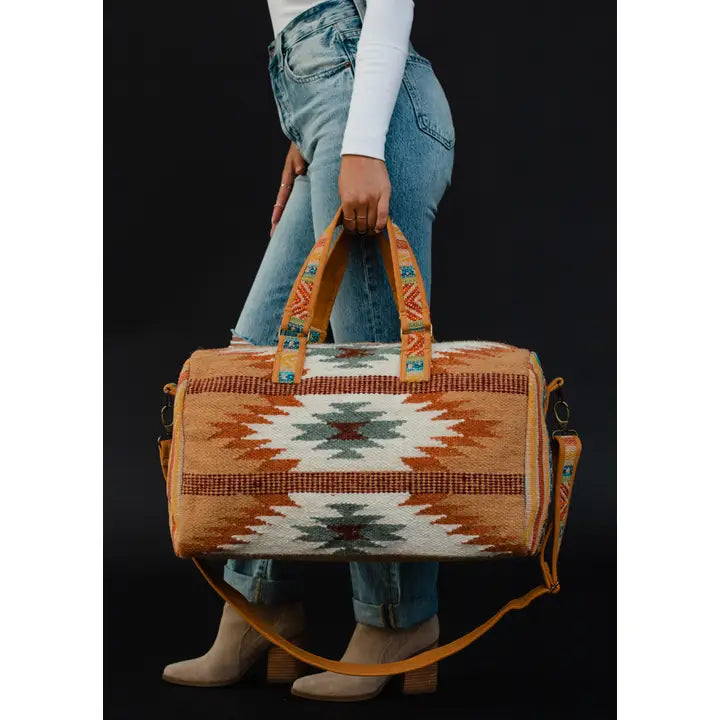 Brown, Rust & Teal Aztec Duffel