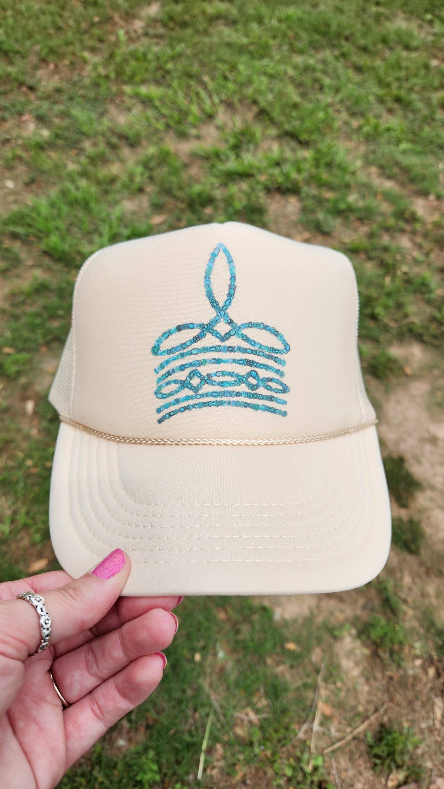 Turquoise Boot Stitch Trucker