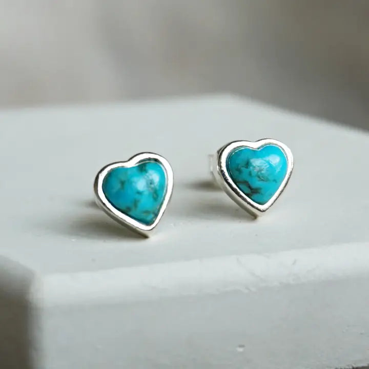 Turquoise Heart Stud Earrings