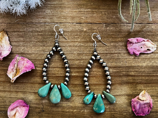 Genuine Turquoise Teardrop Earrings