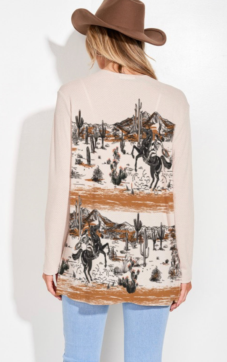 Desert Rodeo Print Knit Cardigan