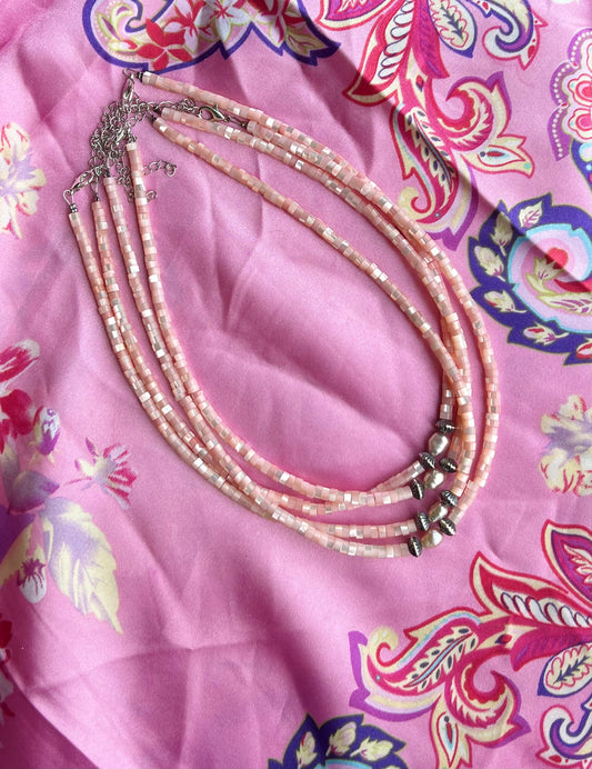 Pink Shell Choker with fresh water Pearl and Navajo