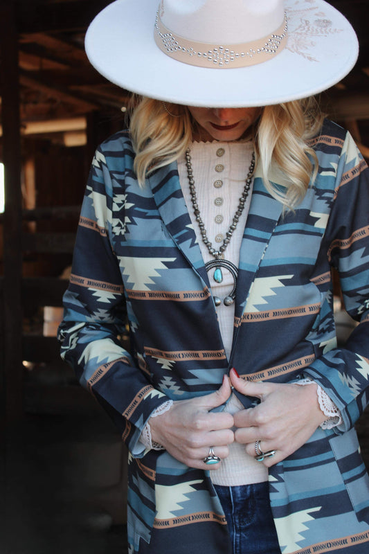 Western Tribal Print Blazer