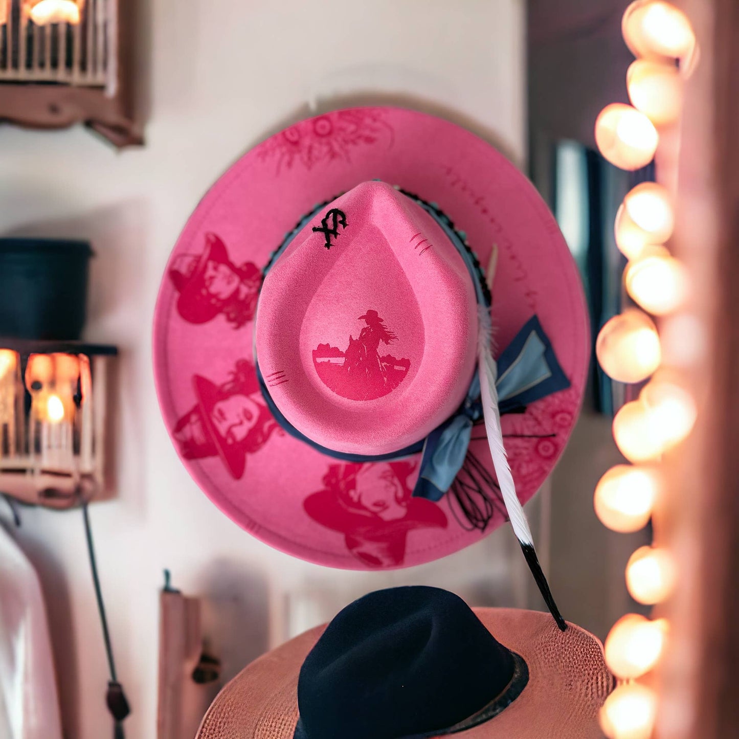 Long Live Cowgirls Western Hat Burned Hat Rancher: Blush / Vegan Suede