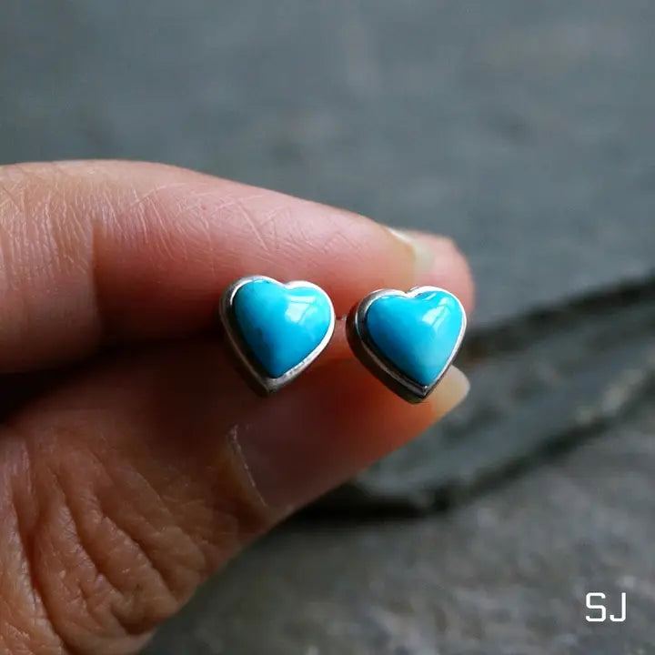 Turquoise Heart Stud Earrings