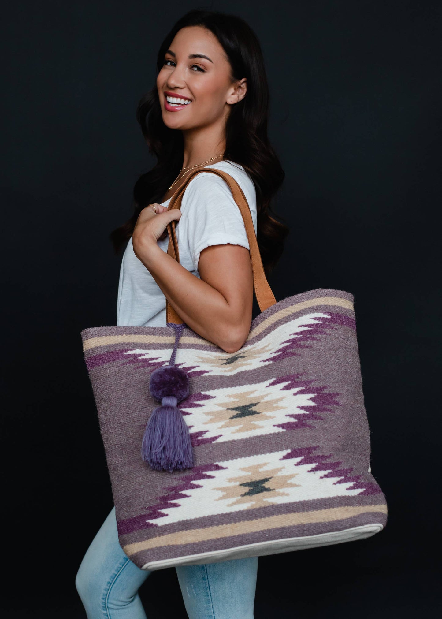 Lavender & Cream Aztec Tote