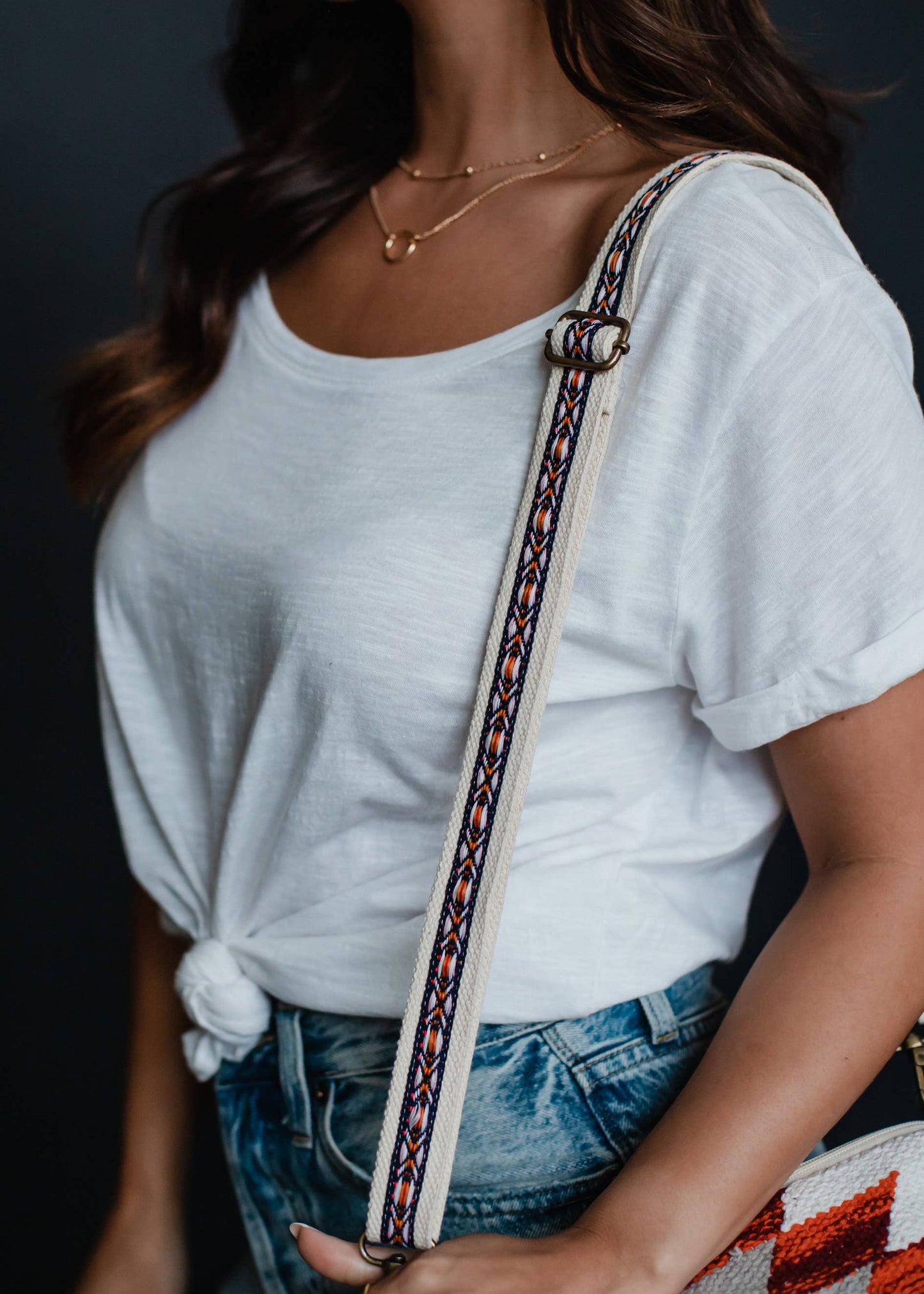 Cream, Rust & Gray Aztec Crossbody