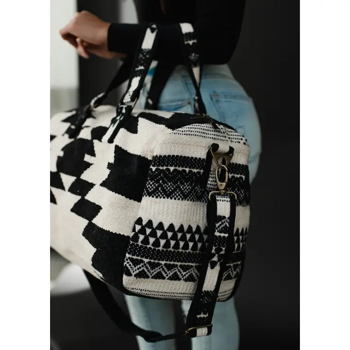 Black & Cream Aztec Duffel