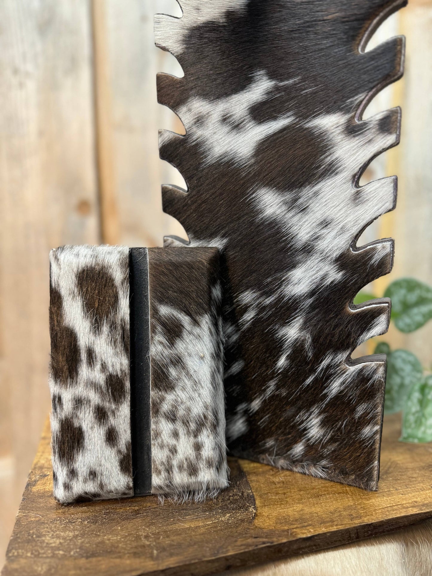 Multiple Necklace Cowhide Display - Dark Brown Leather