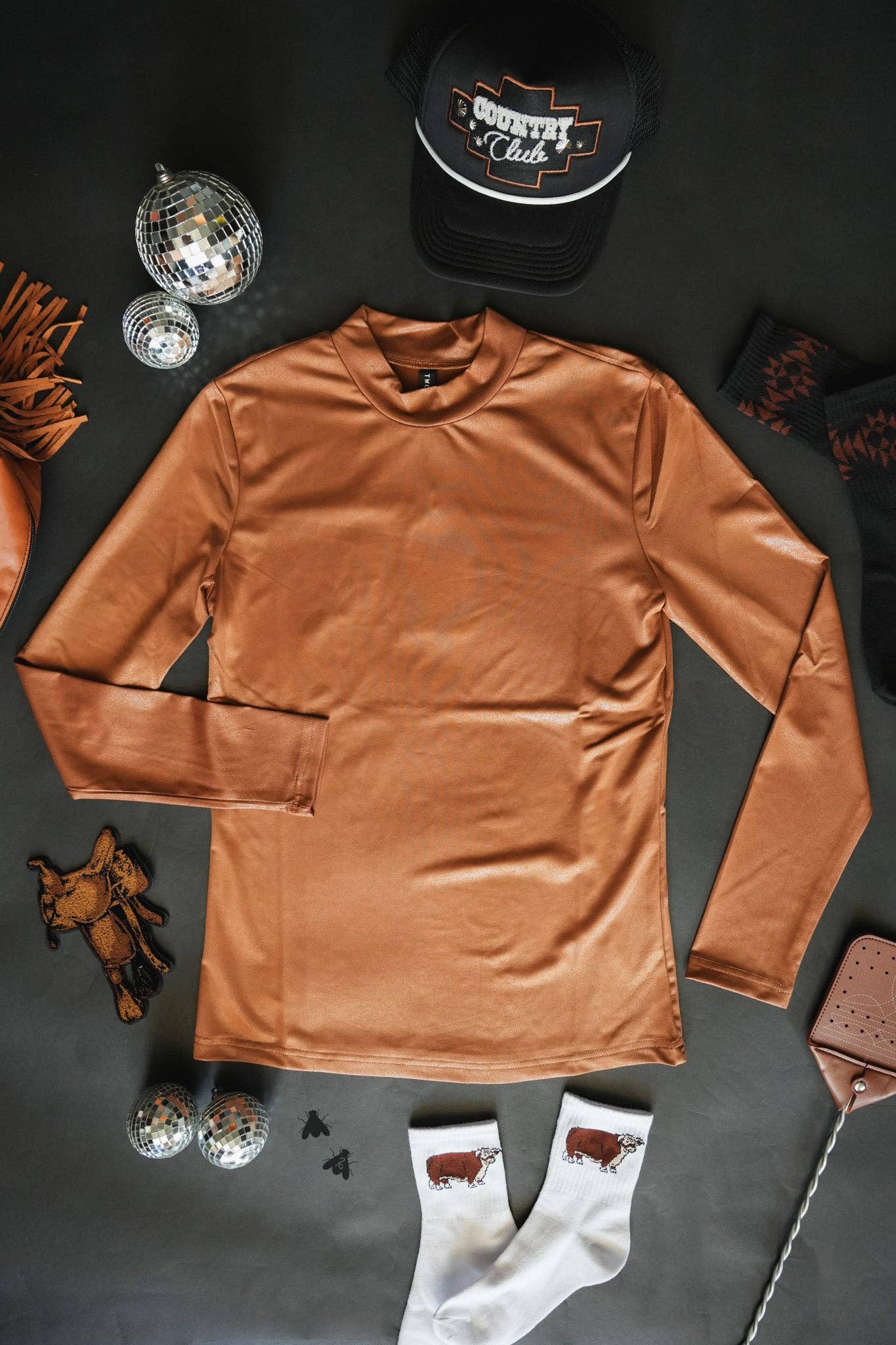 LEDDY LEATHER L/S *SADDLE