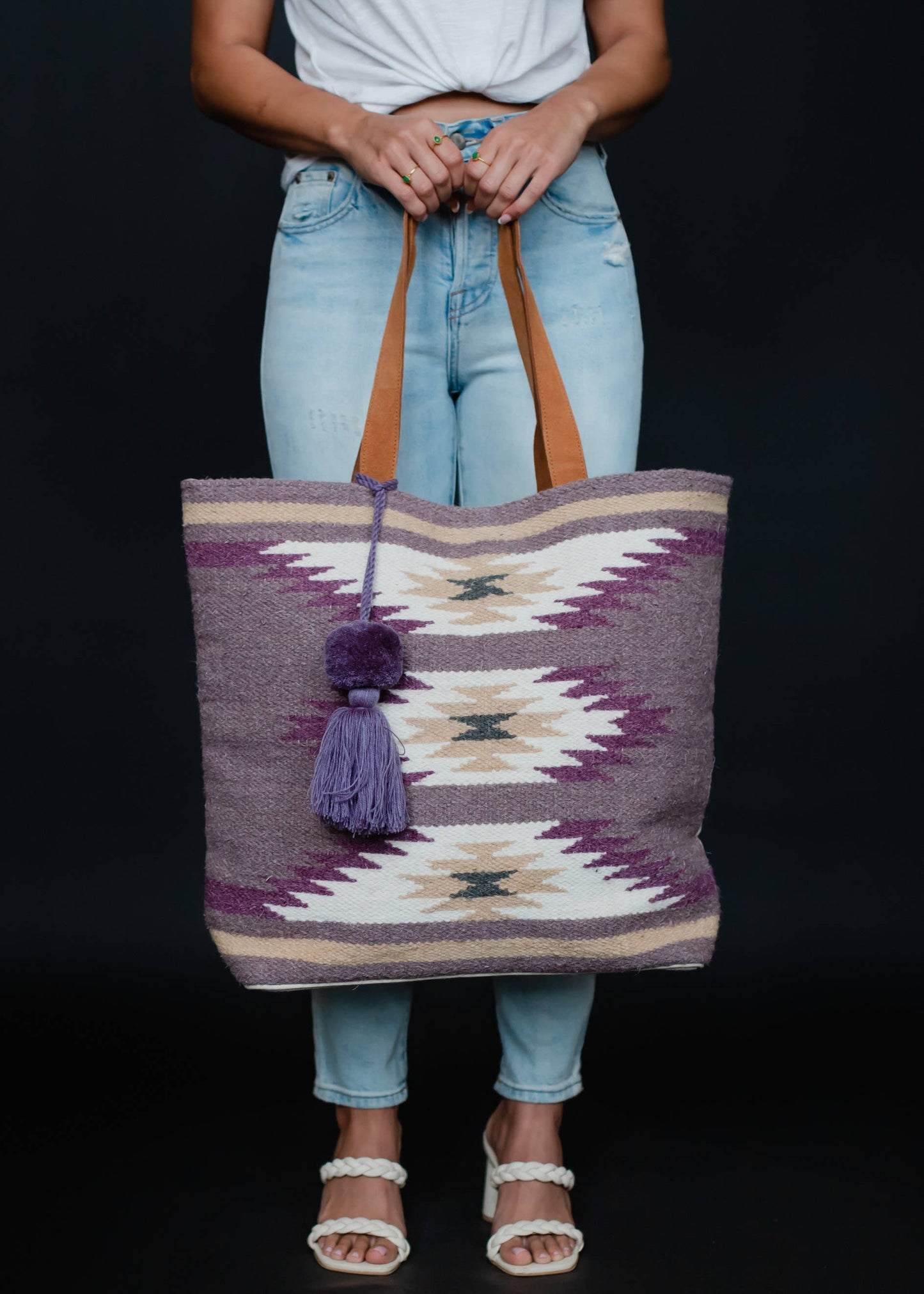 Lavender & Cream Aztec Tote